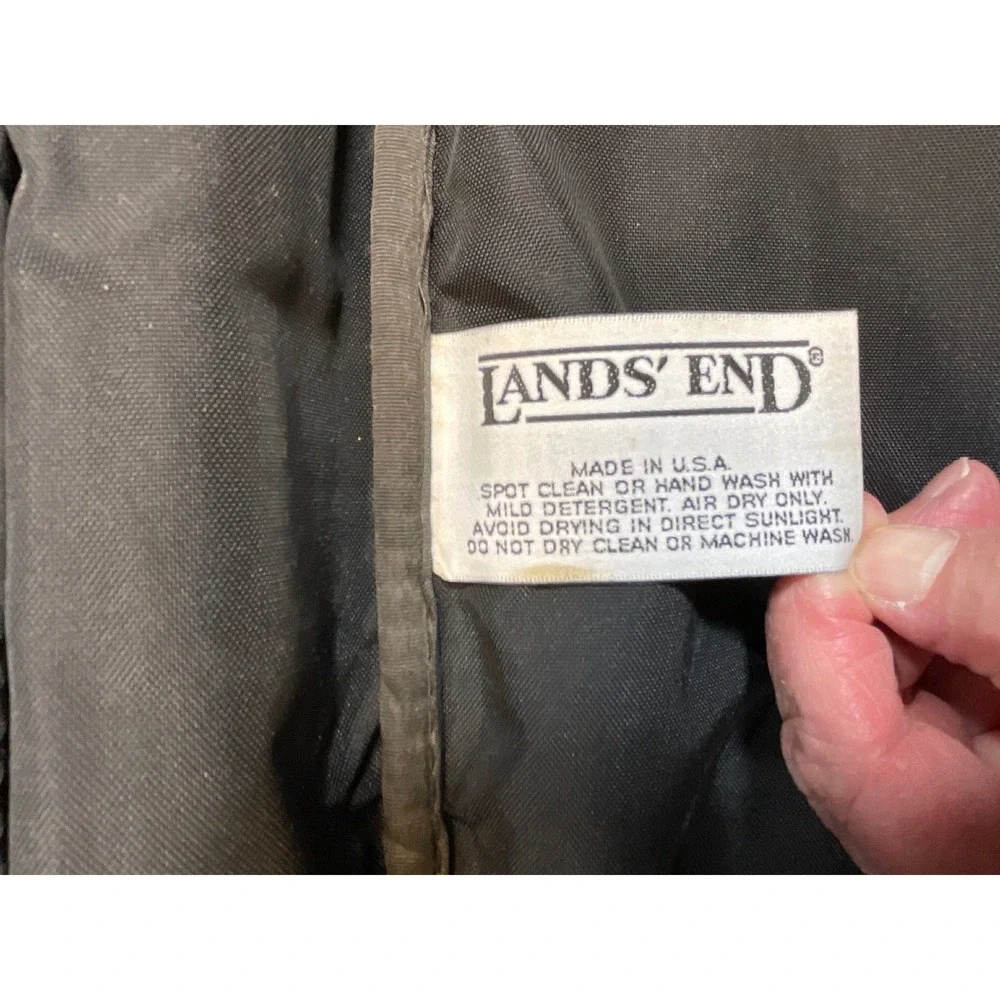 Lands End Briefcase Large Black Deluxe Square Rigger Canvas Leather Vintage USA